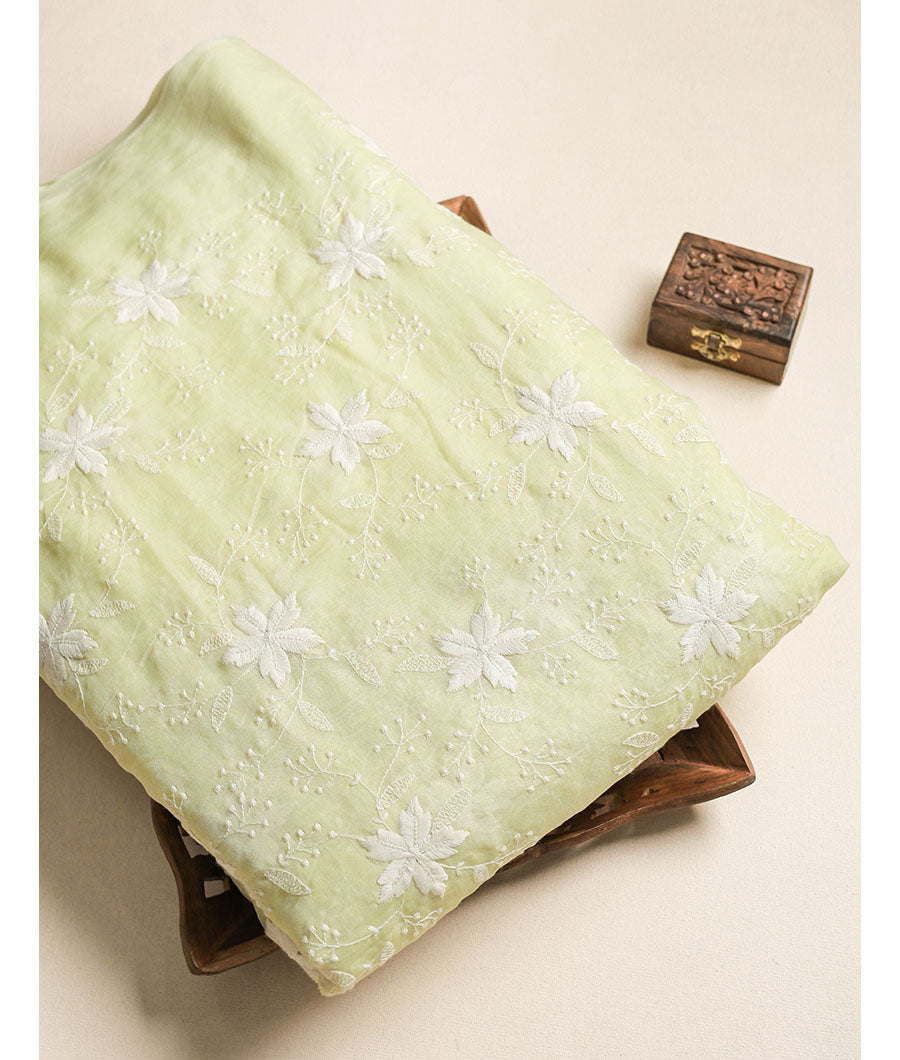 MUL CHANDERI EMBROIDERED FABRIC