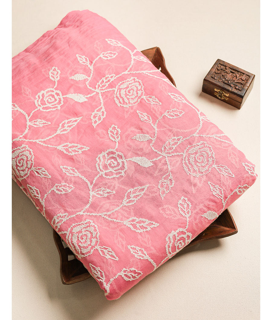 MALAI CHANDERI EMBROIDERED FABRIC