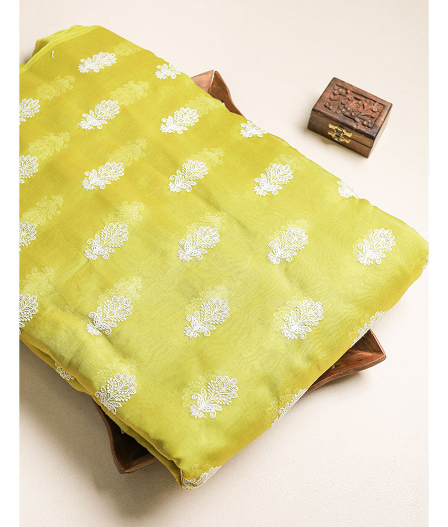 PURE MUL CHANDERI EMBROIDERED FABRIC