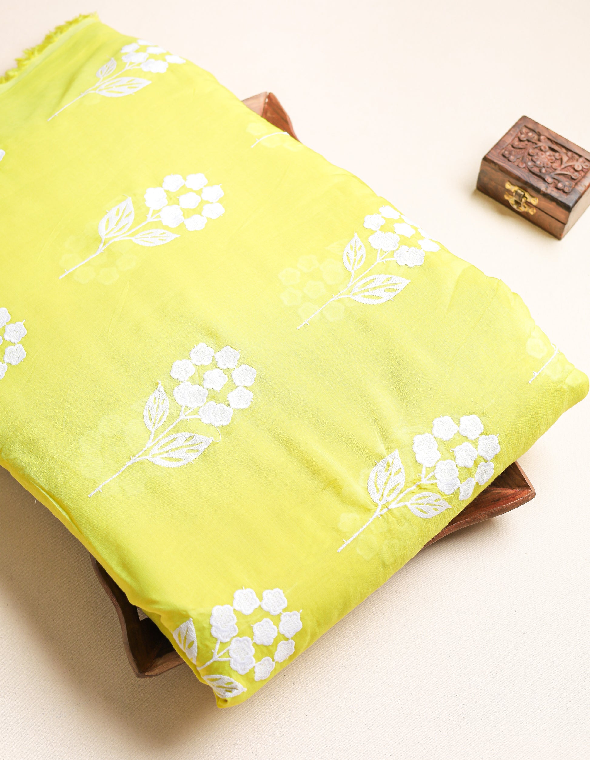 MALAI CHANDERI EMBROIDERED FABRIC