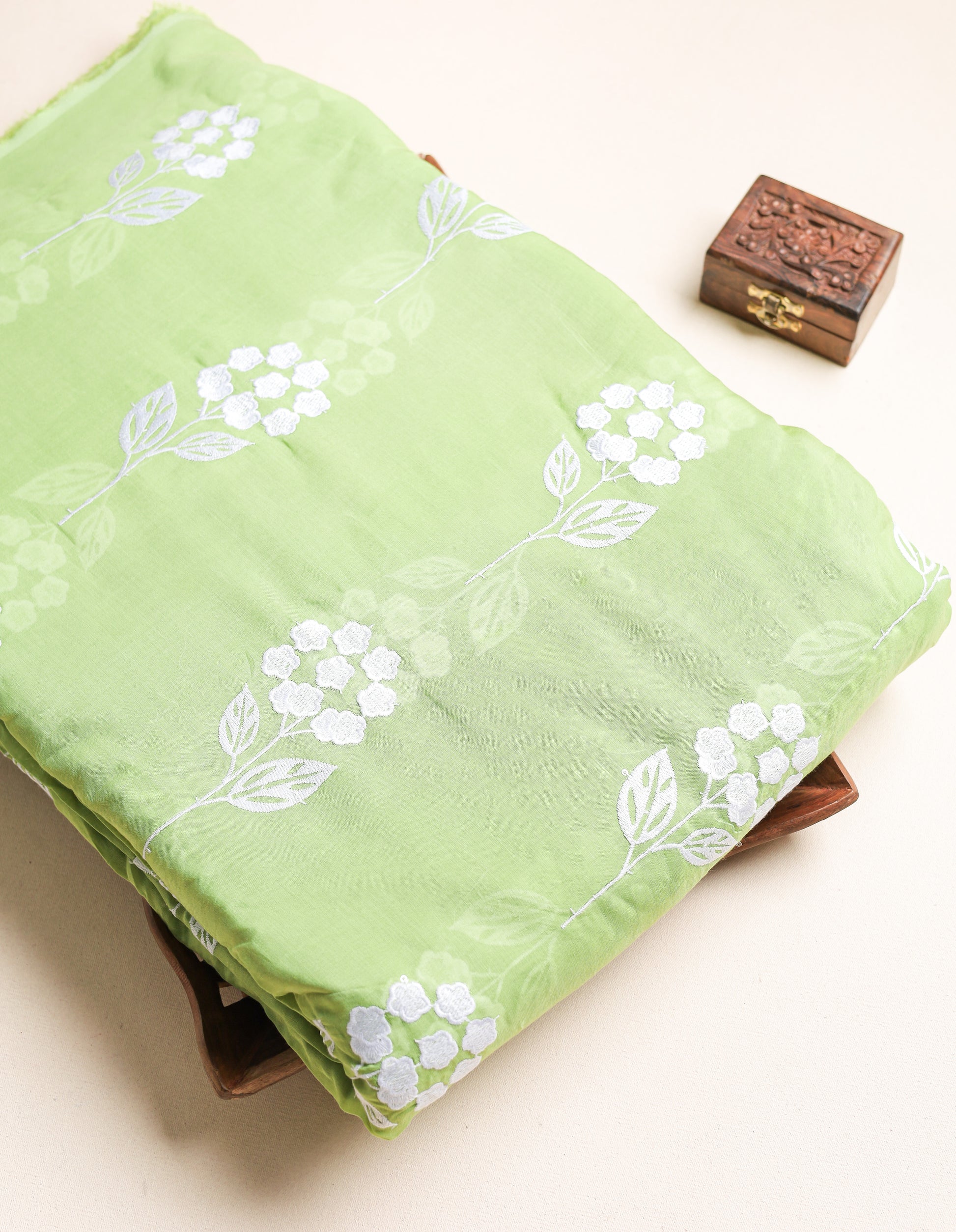 MALAI CHANDERI EMBROIDERED FABRIC