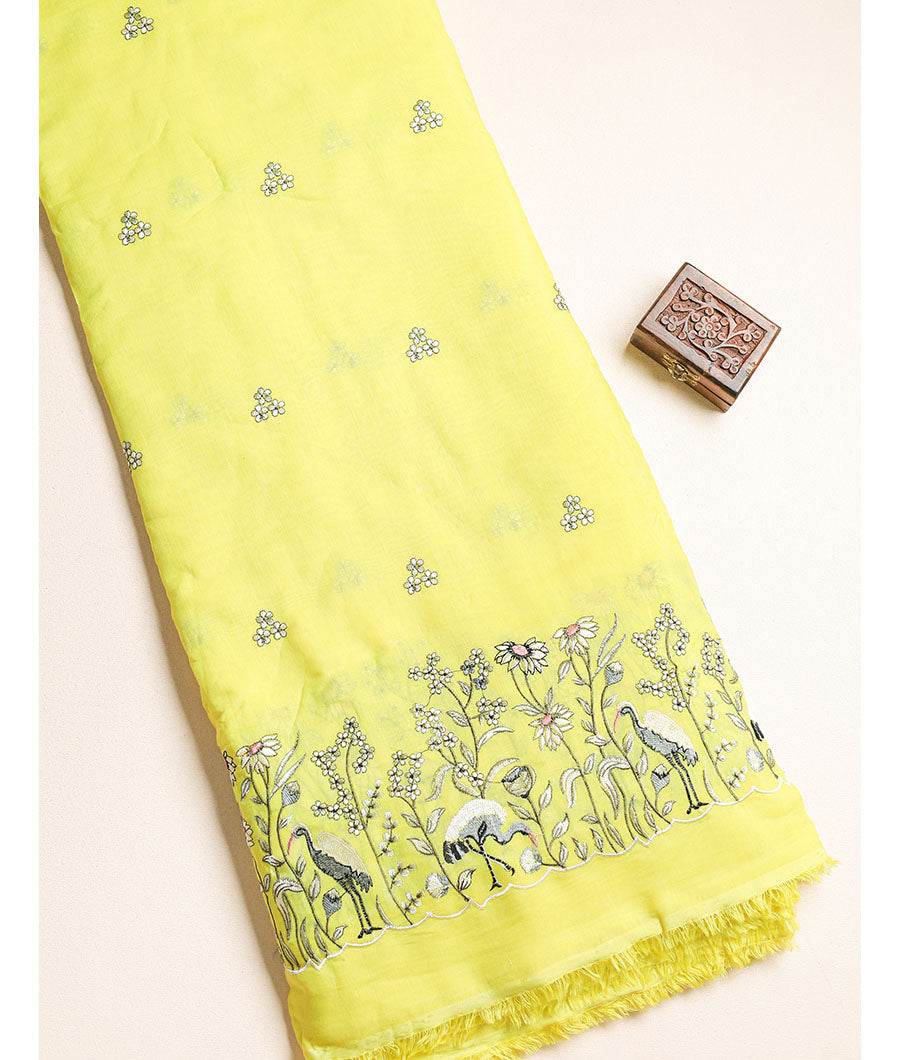 MALAI CHANDERI EMBROIDERED FABRIC