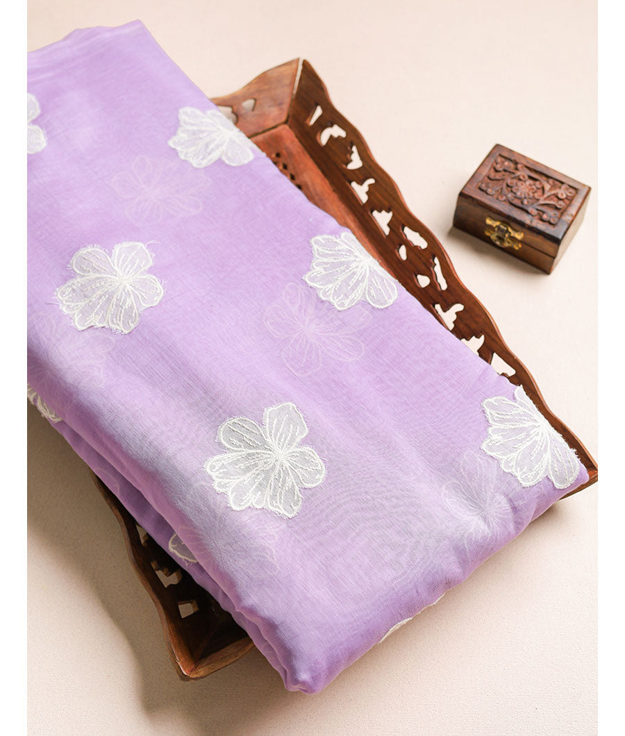Pure malai chanderi embroidery fabric