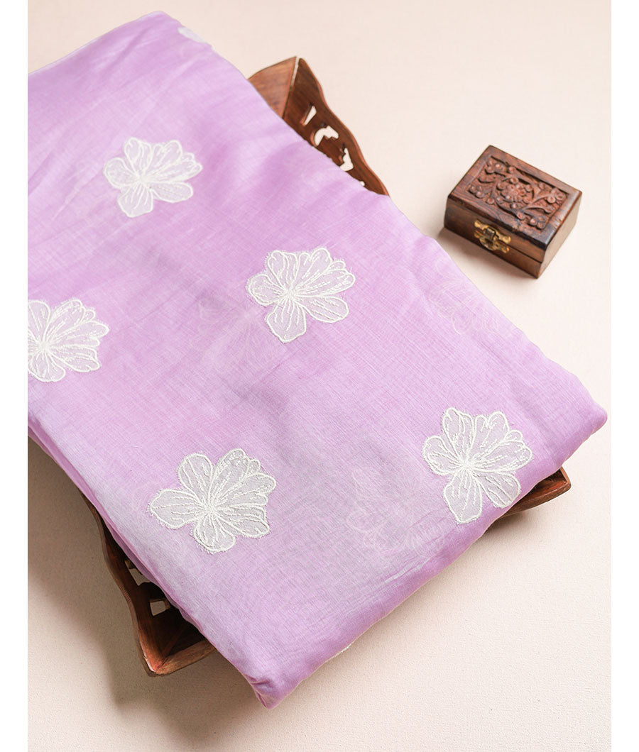 Pure malai chanderi embroidery fabric