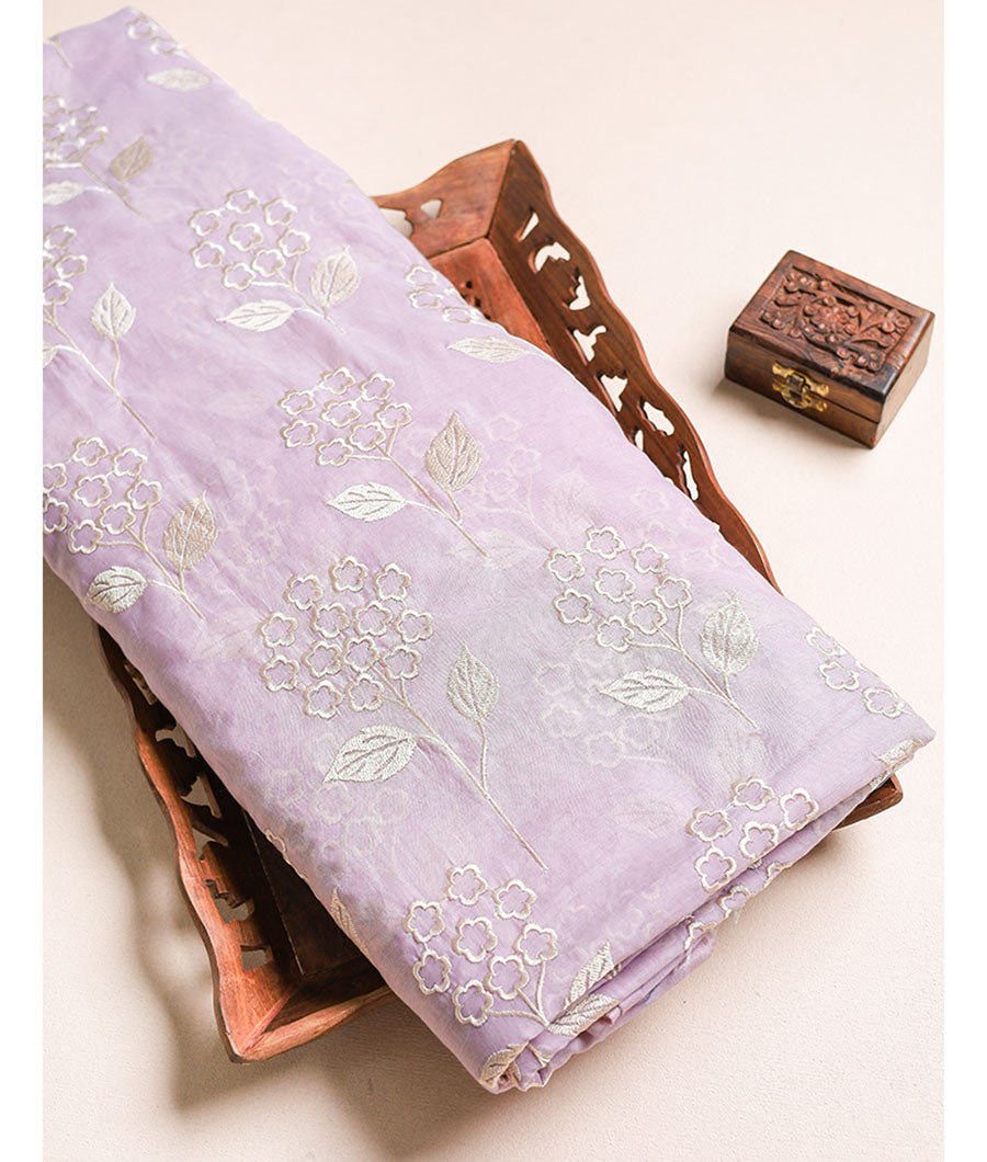 Pure malai chanderi embroidery fabric