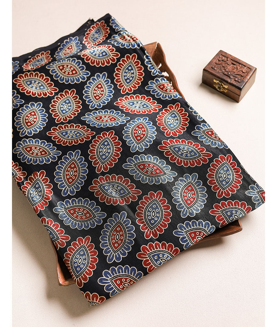 MASHRU SILK AJRAKH PRINTED FABRIC
