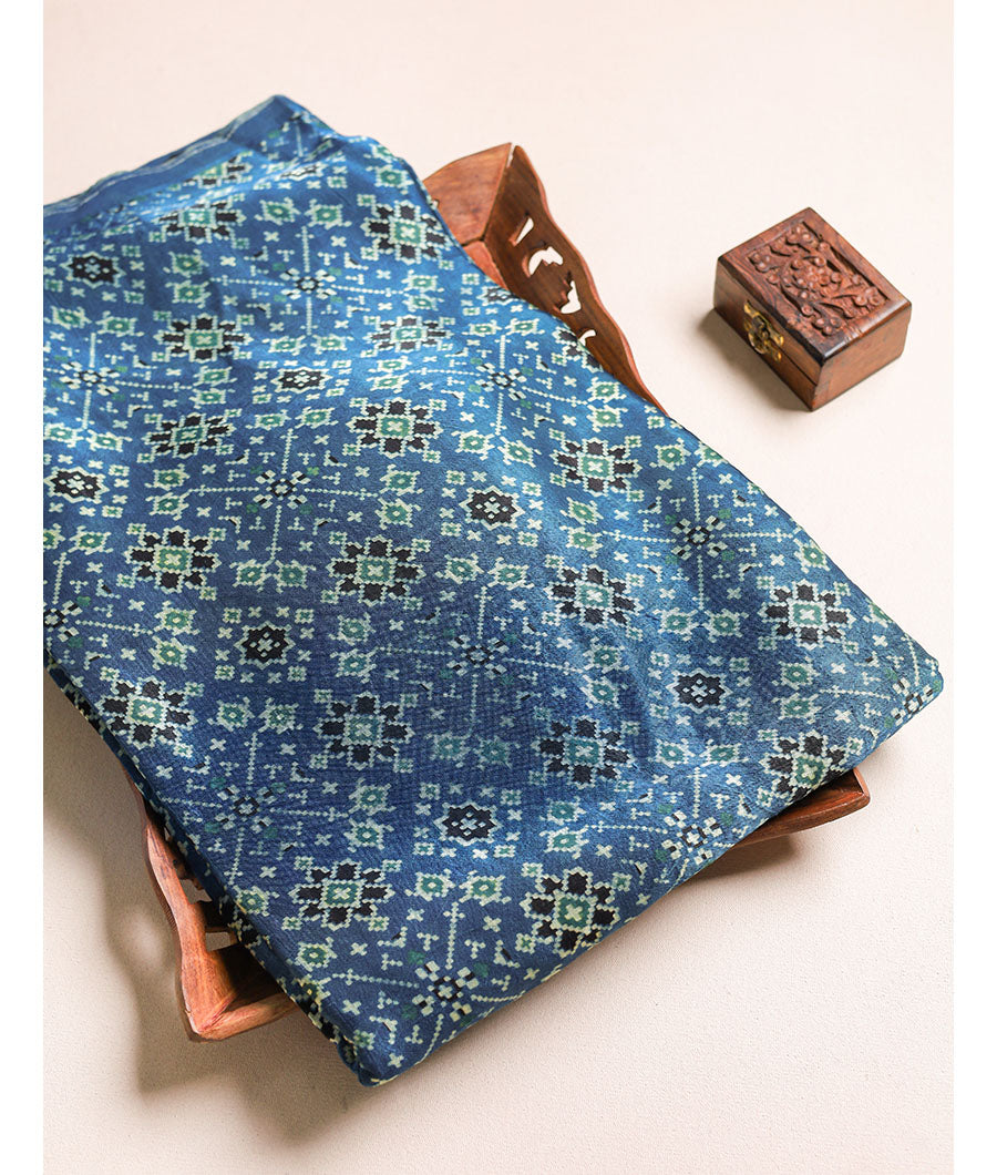 MASHRU SILK AJRAKH PRINTED FABRIC