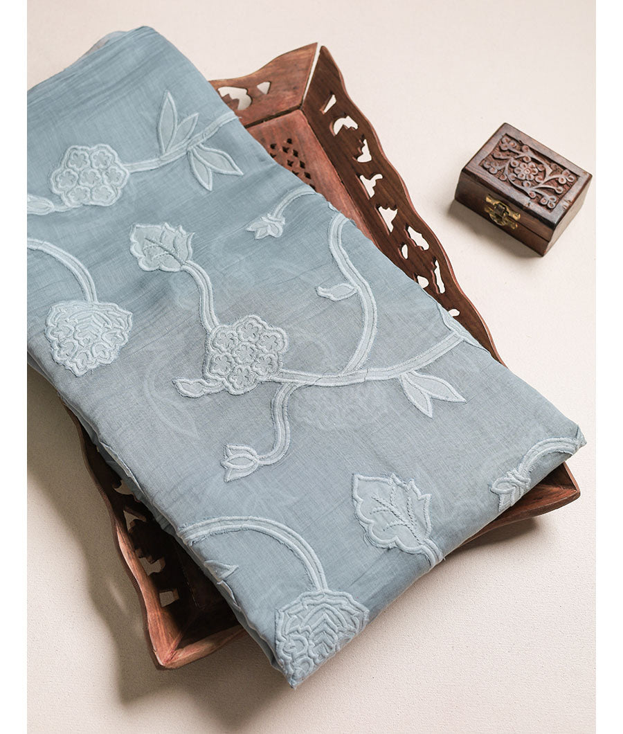 MUL CHANDERI APPLIQUE WORK FABRIC