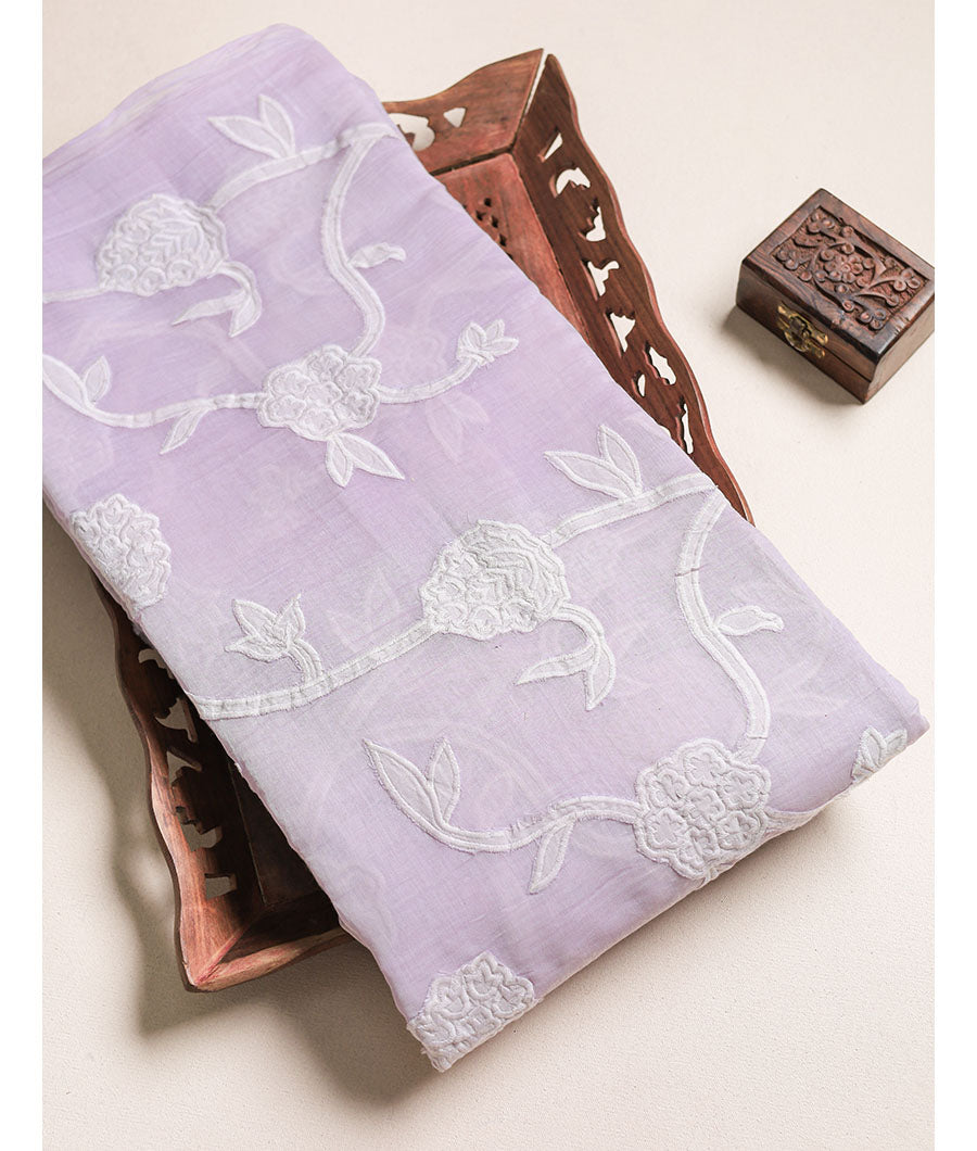 MUL CHANDERI APPLIQUE WORK FABRIC