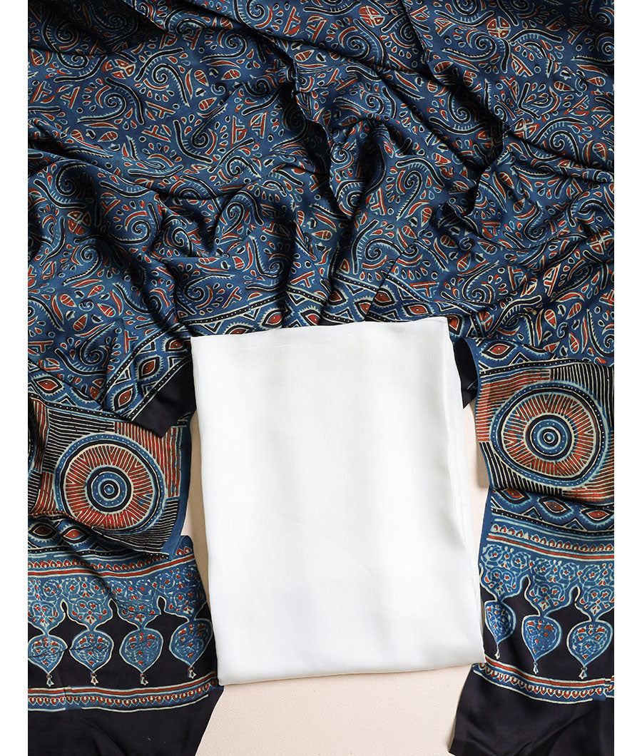 Modal silk dyed with Ajrak modal silk Dupatta
