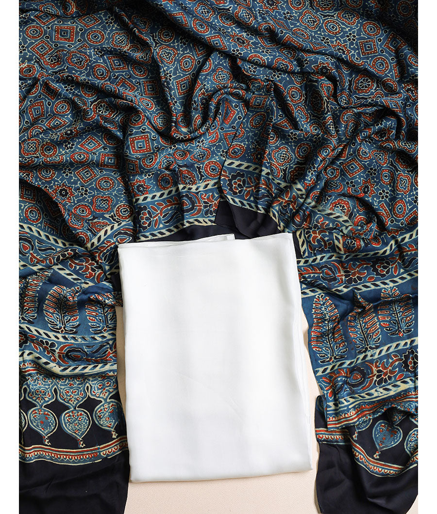 Modal silk dyed with Ajrak modal silk Dupatta