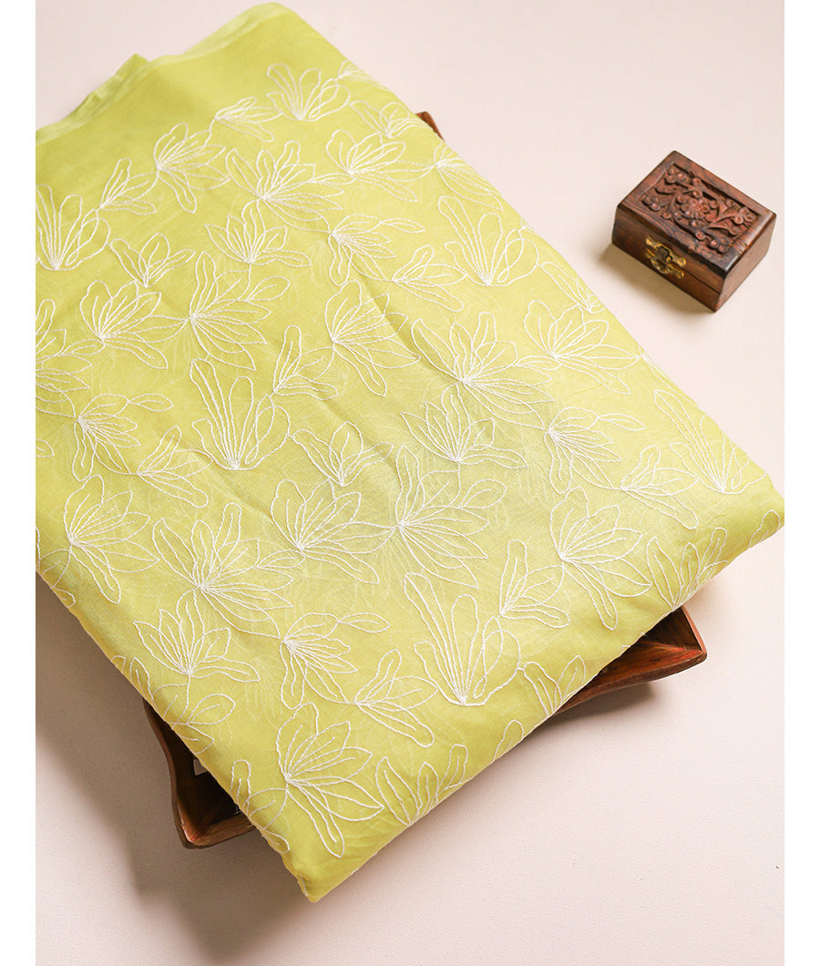 MUL CHANDERI EMBROIDERED FABRIC