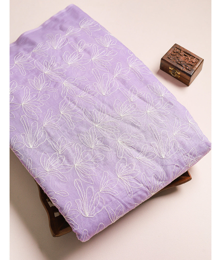 MUL CHANDERI EMBROIDERED FABRIC