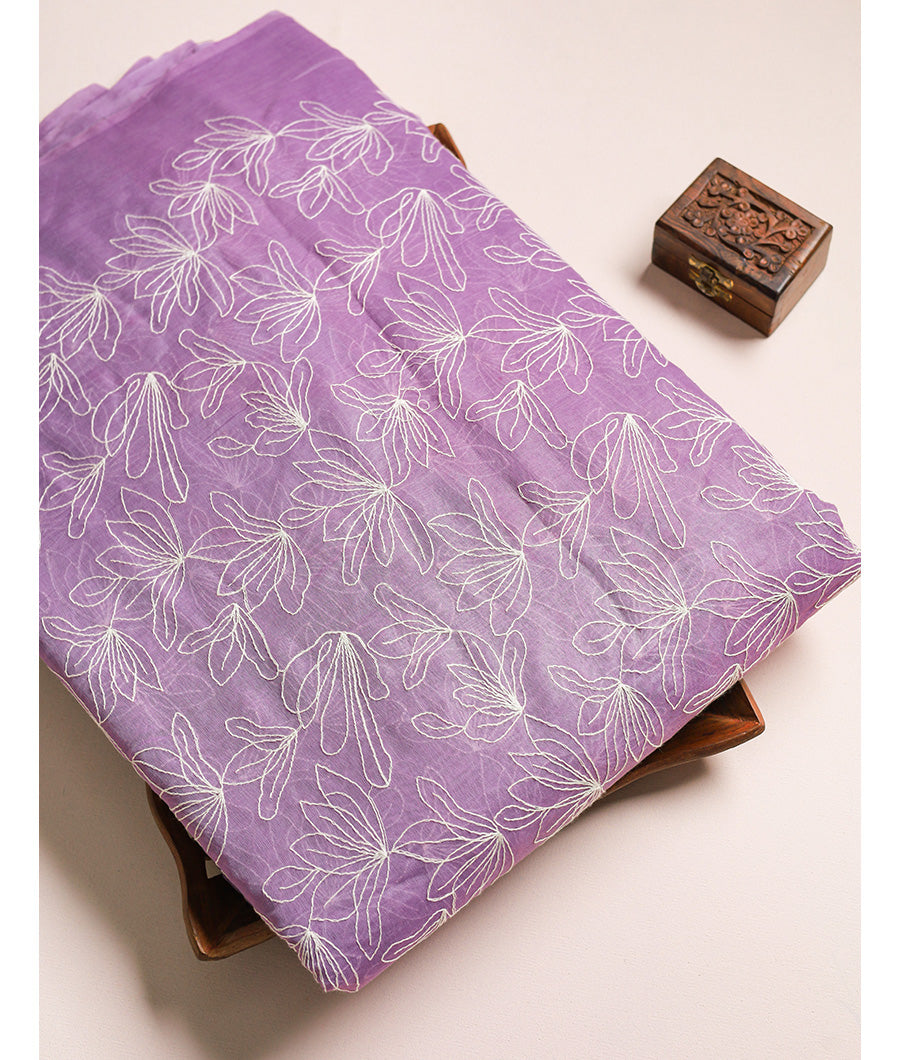 MUL CHANDERI EMBROIDERED FABRIC
