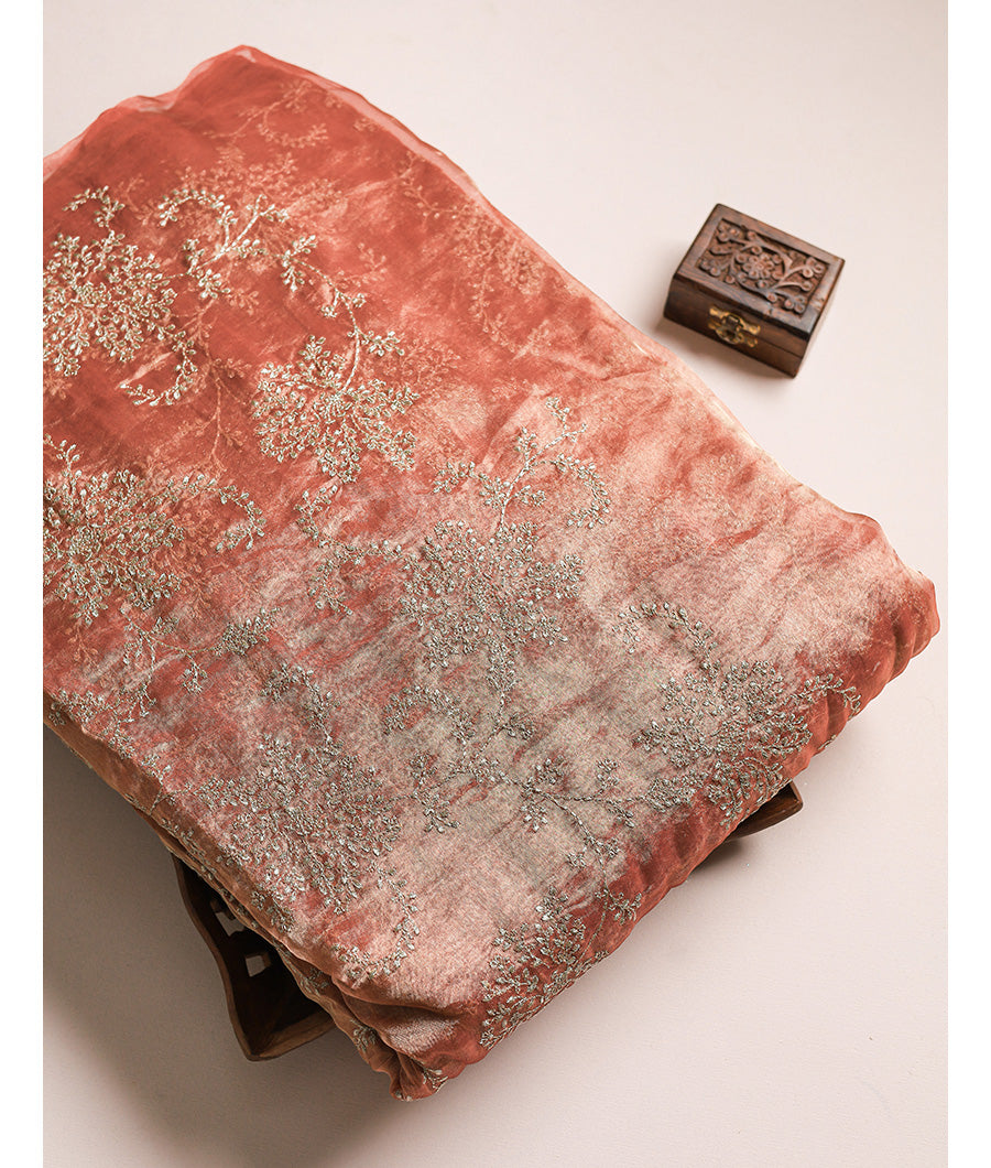 PURE TISSUE SILK EMBROIDERED FABRIC