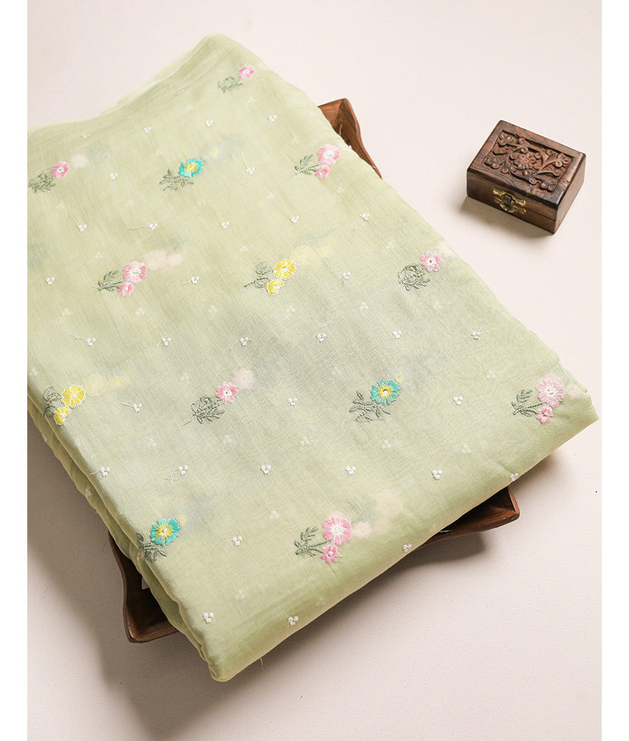 MALAI CHANDERI EMBROIDERED FABRIC