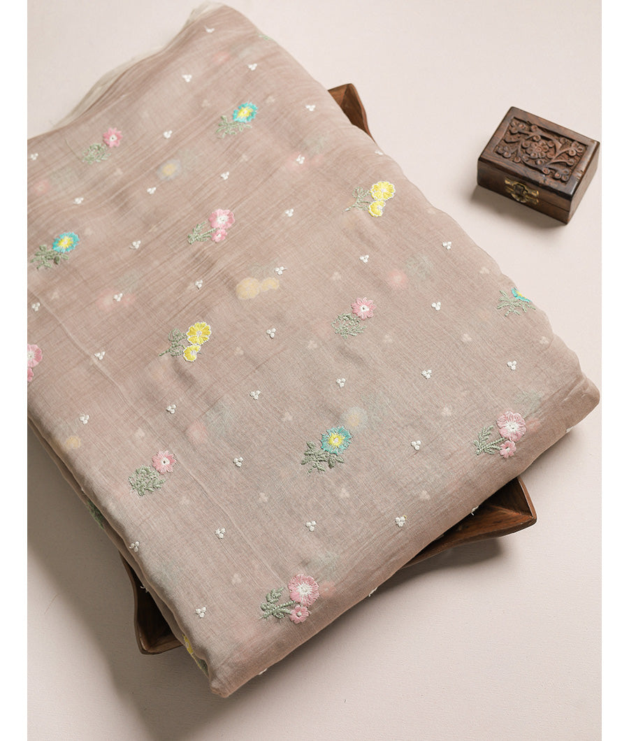 MALAI CHANDERI EMBROIDERED FABRIC