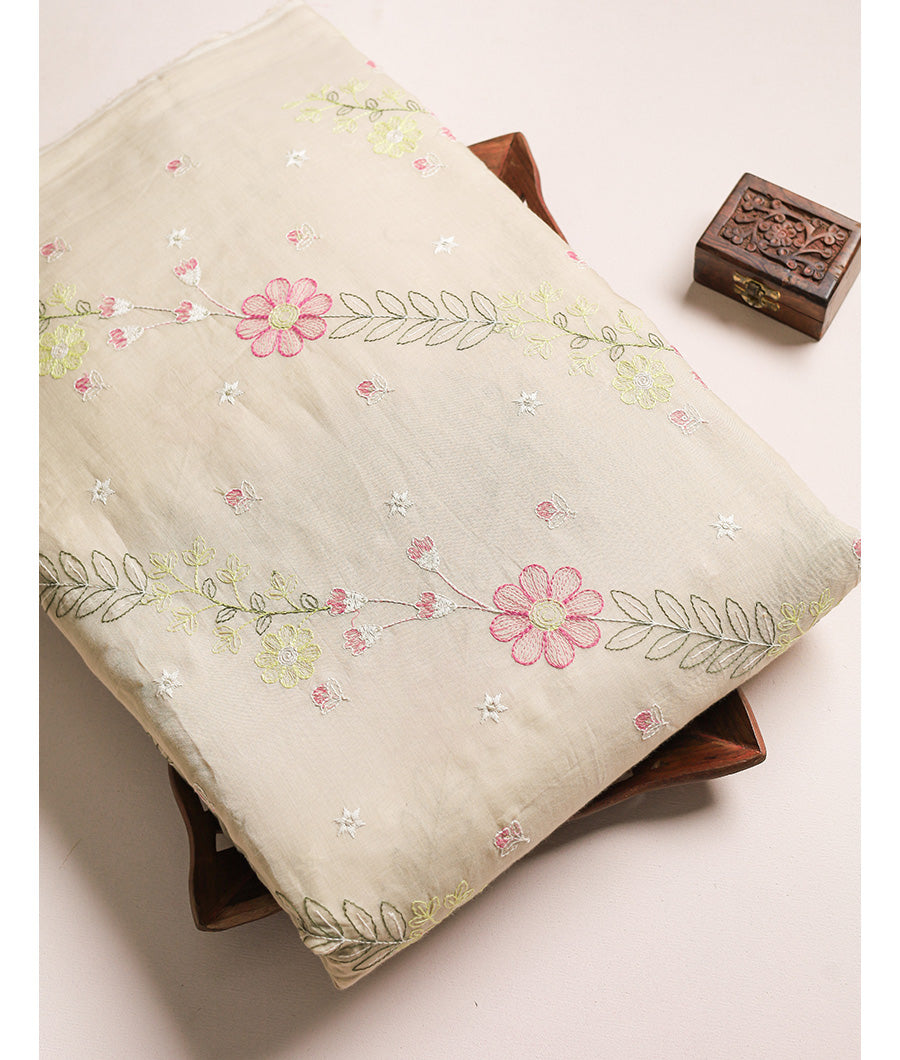 MALAI CHANDERI EMBROIDERED FABRIC