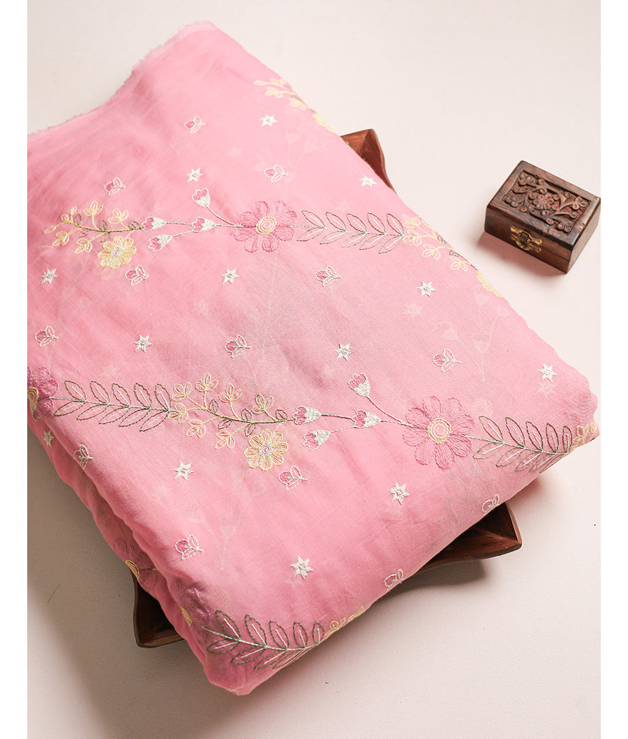 MALAI CHANDERI EMBROIDERED FABRIC