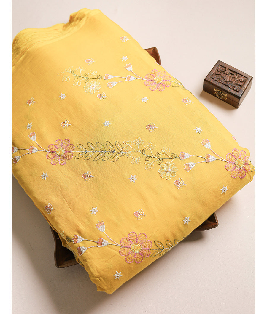MALAI CHANDERI EMBROIDERED FABRIC