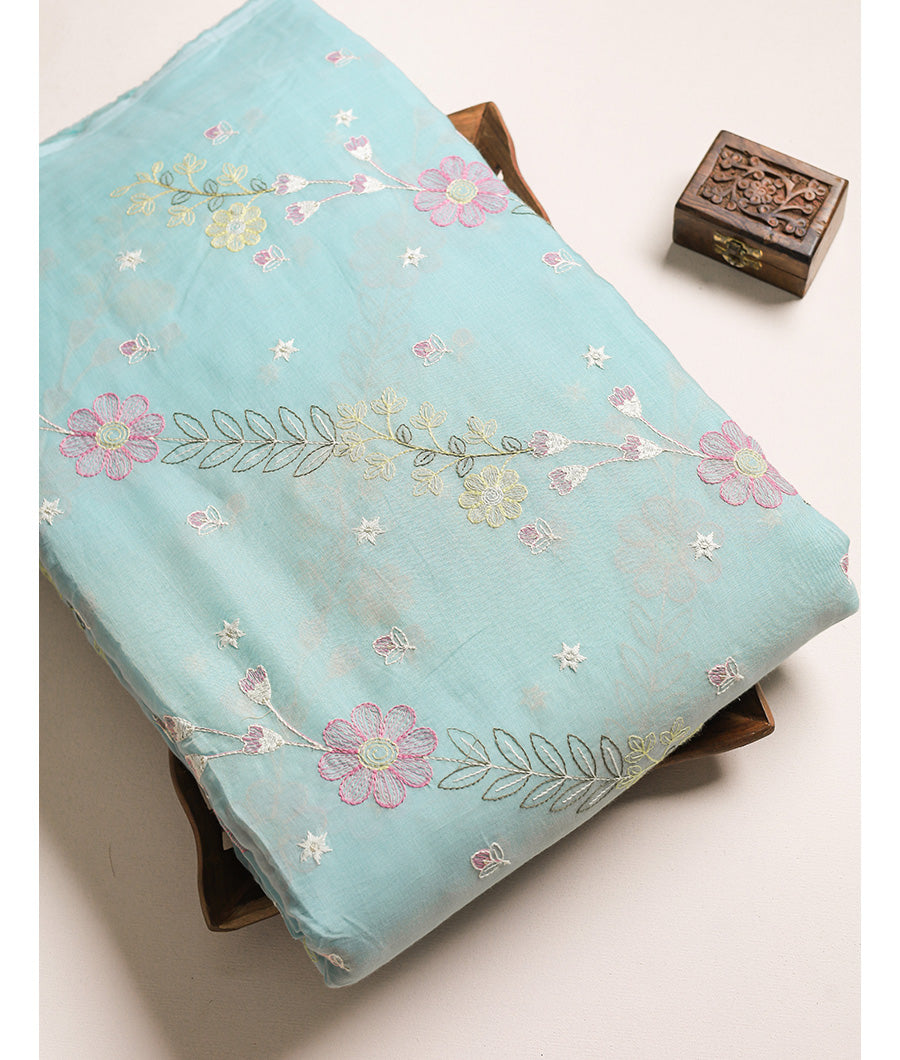MALAI CHANDERI EMBROIDERED FABRIC