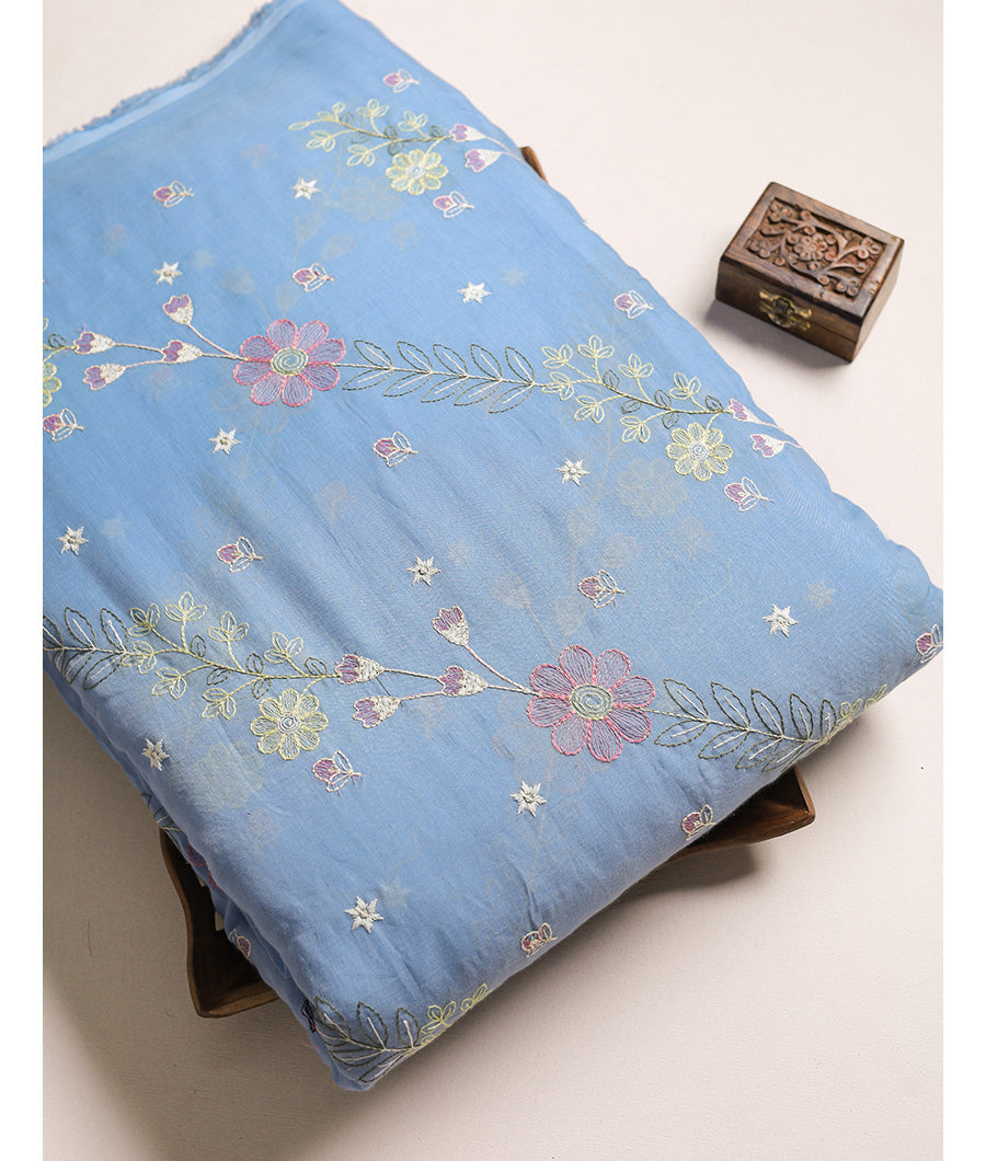 MALAI CHANDERI EMBROIDERED FABRIC