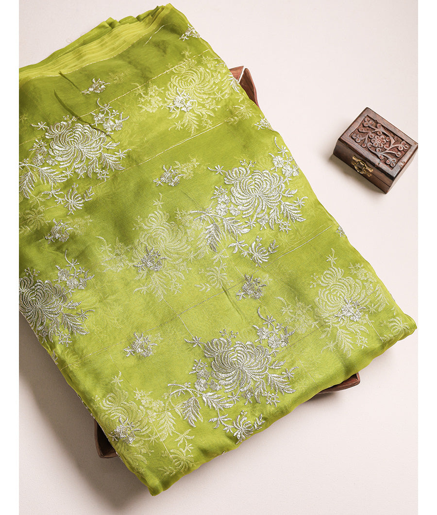 PURE ORGANZA EMBROIDERED FABRIC