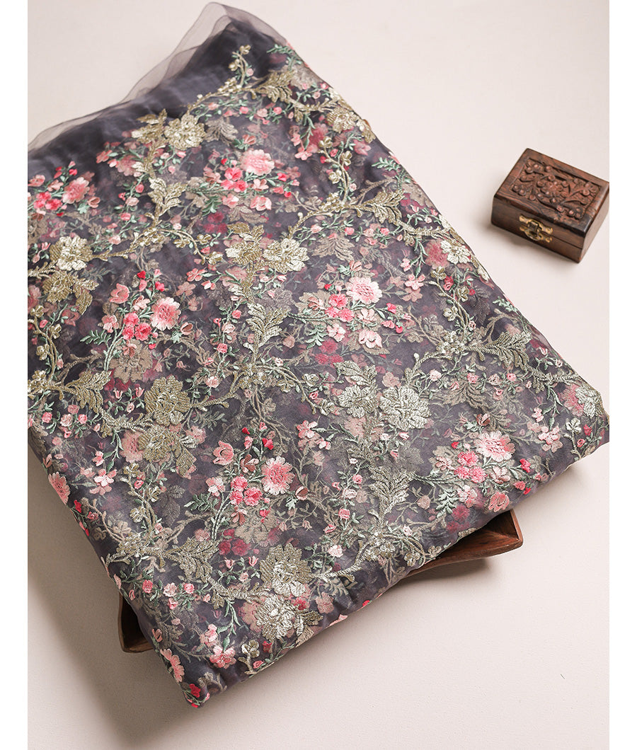 PURE ORGANZA EMBROIDERED FABRIC