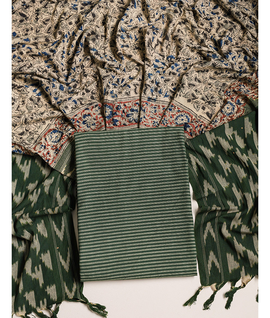 COTTON WOVEN IKAT WITH HAND PAINTED DUPATTA