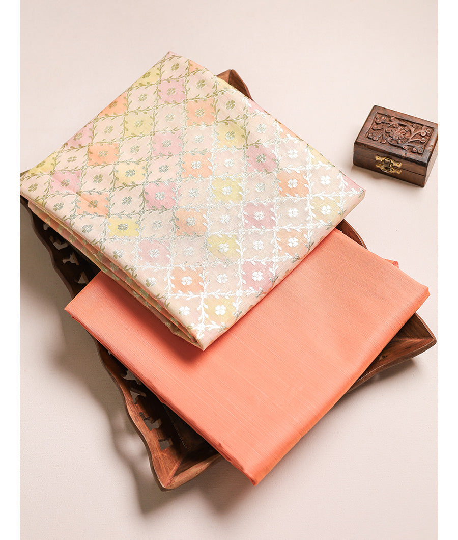 Hand Brush painted Silk with dupion mix & match