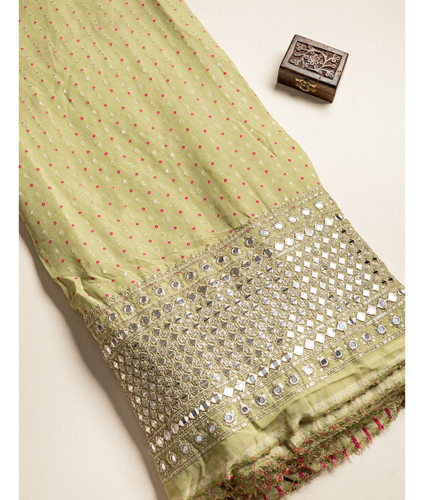 georgette mirror work fabric