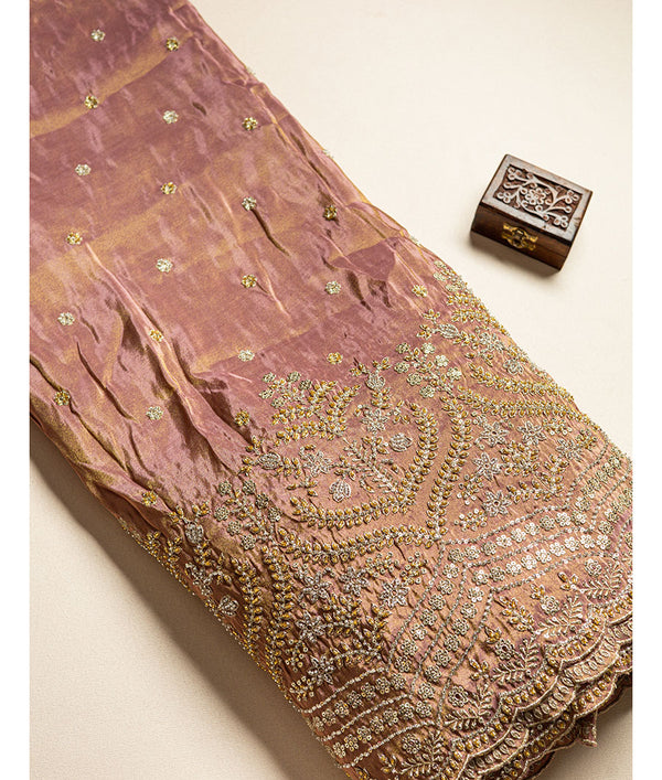 TISSUE CHINON BEADS WORK FABRIC