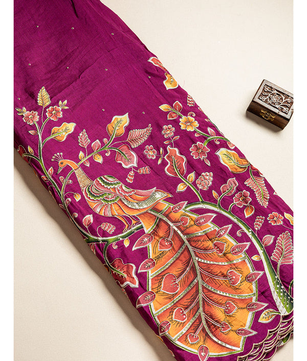 DOLA SILK KALAMKARI EMBROIDERED FABRIC