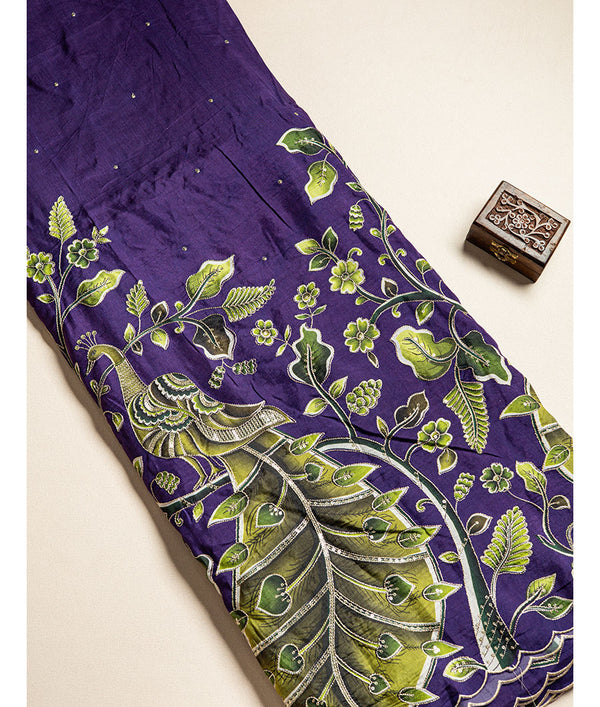DOLA SILK KALAMKARI EMBROIDERED FABRIC
