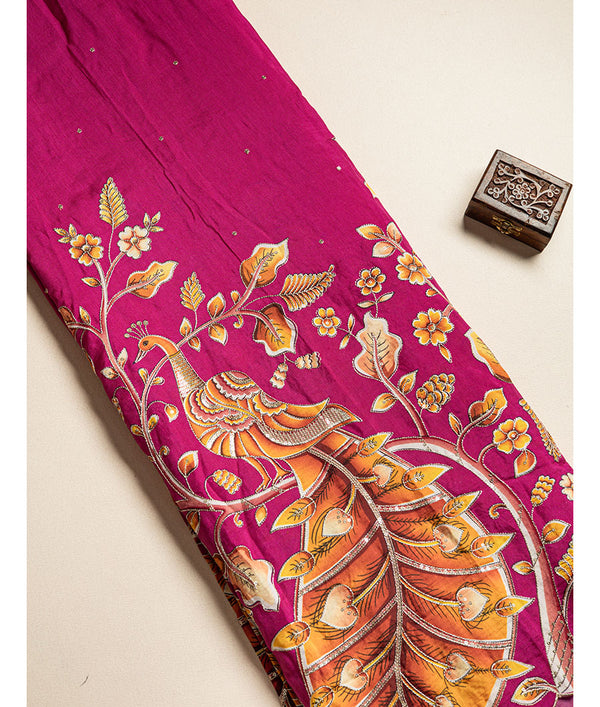 DOLA SILK KALAMKARI EMBROIDERED FABRIC