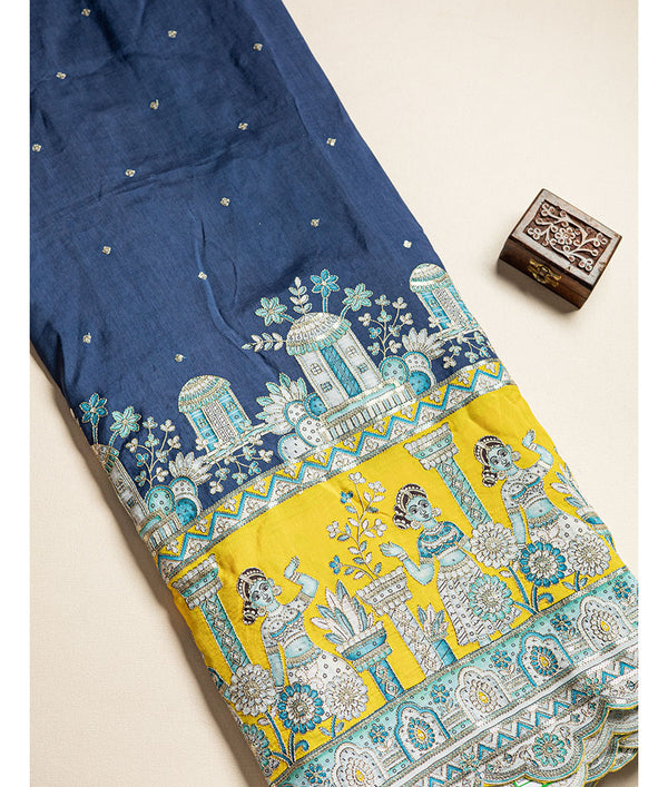 Dola Silk Embroidered  Fabric
