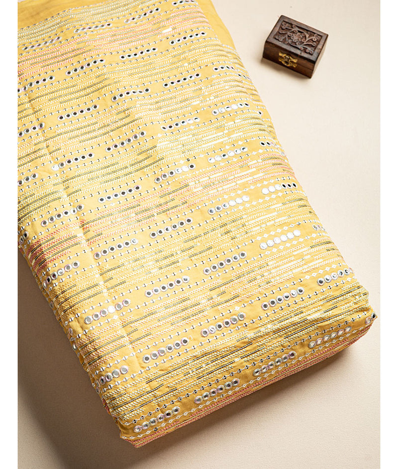 Muslin Mirror work Fabric