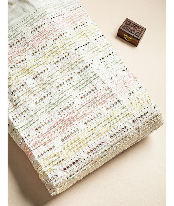 Muslin Mirror work Fabric
