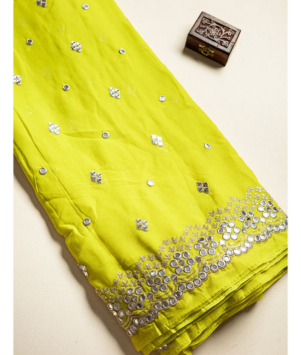 georgette mirror work fabric