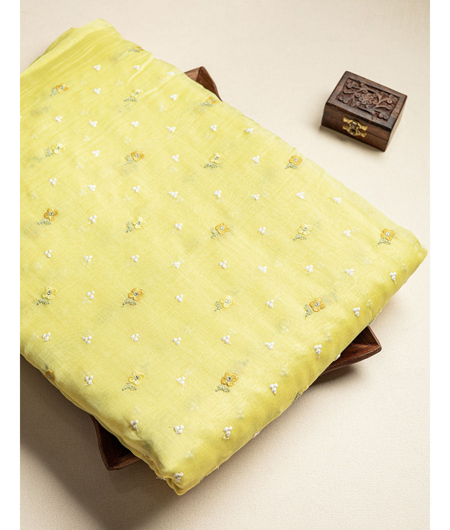 Mul chanderi Embroidered fabric