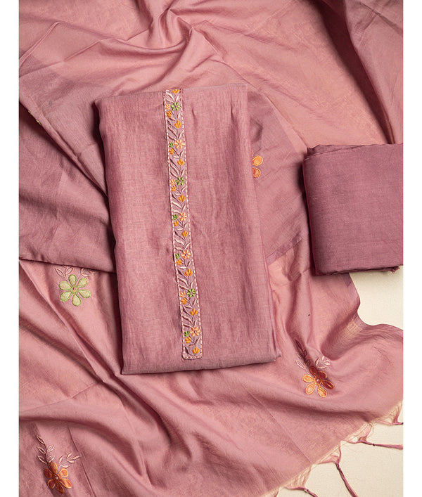 Mul chanderi Embroidered suit set