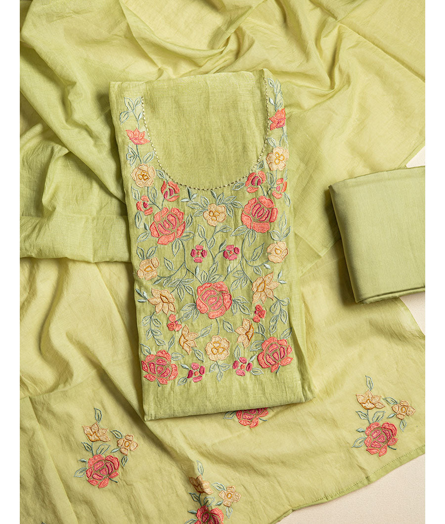 Mul chanderi Embroidered suit set