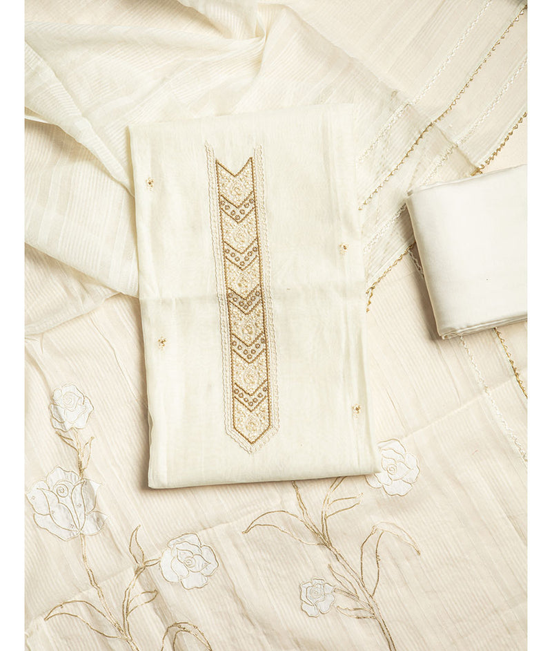 Mul chanderi Embroidered suit set