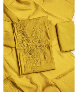 Chanderi silk Embroidered suit set