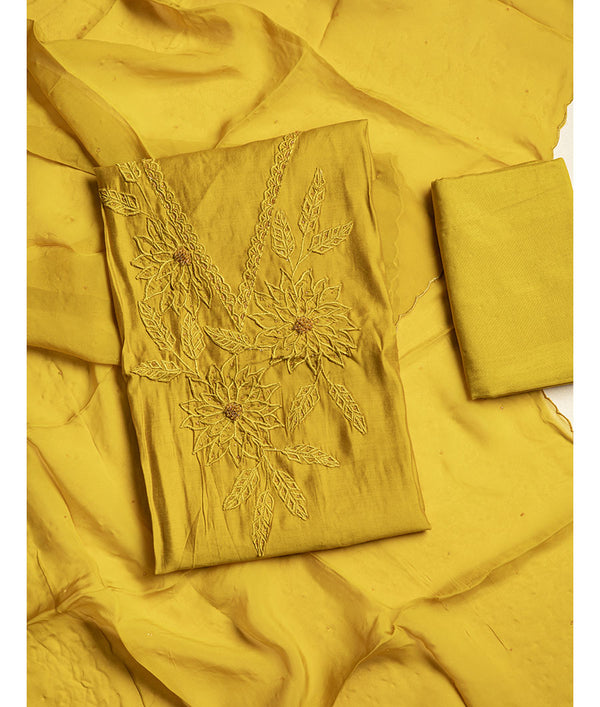 Chanderi silk Embroidered suit set
