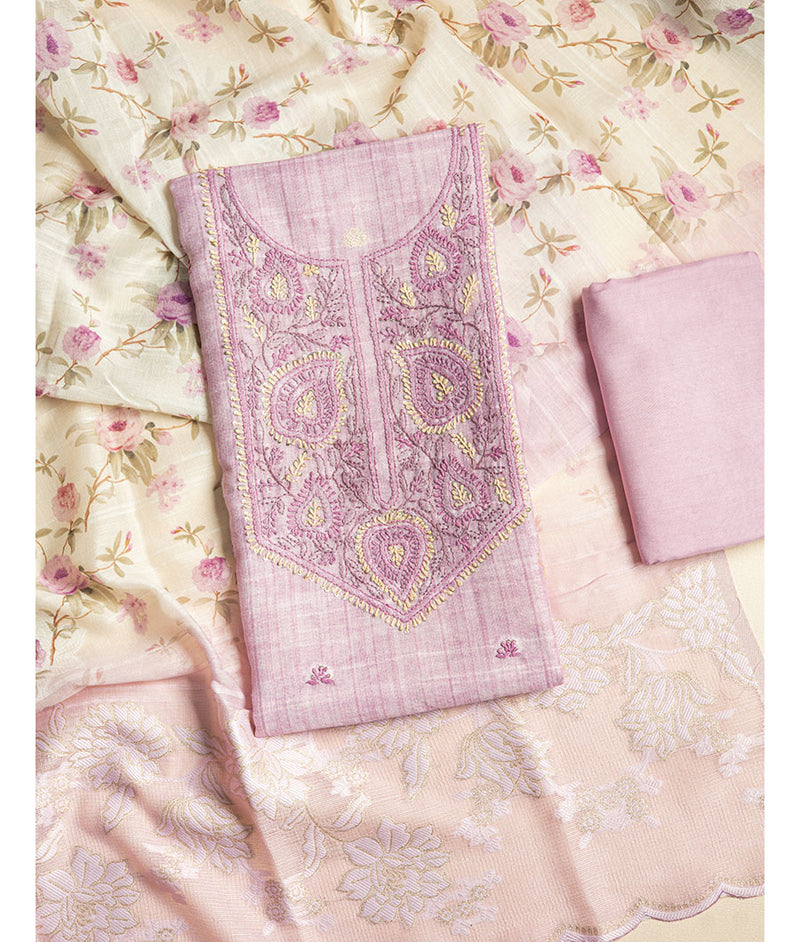 Chanderi Embroidered suit set