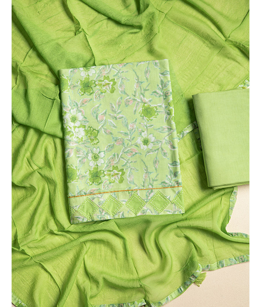 Cotton Printed Set with chiffon Dupatta