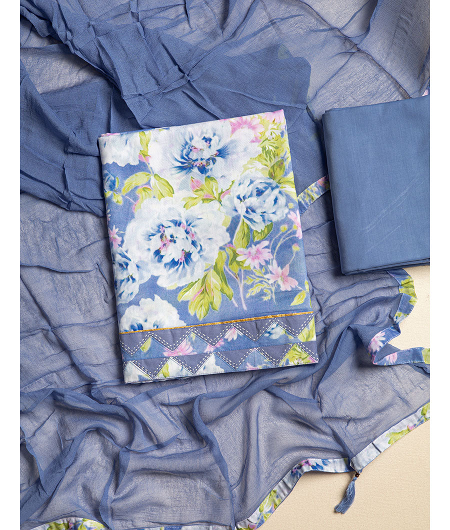 Cotton Printed Set with chiffon Dupatta