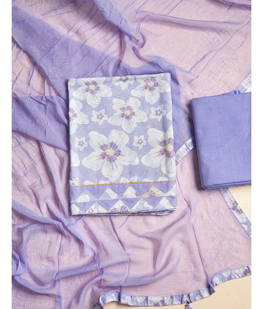 Cotton Printed Set with chiffon Dupatta