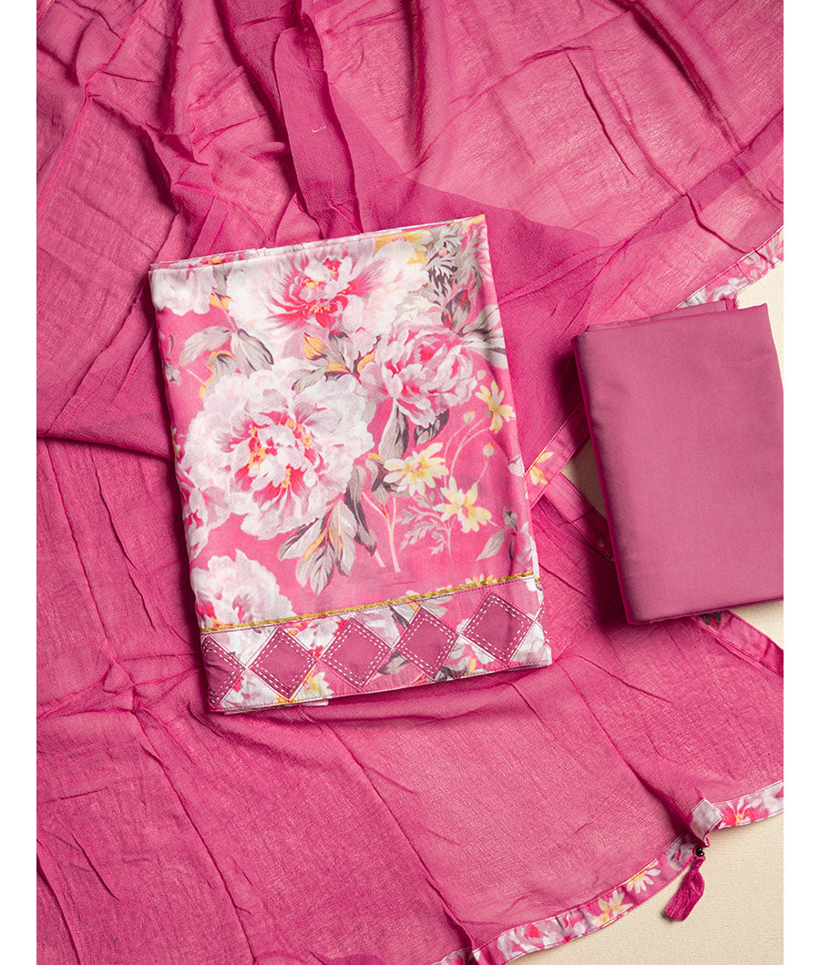 Cotton Printed Set with chiffon Dupatta